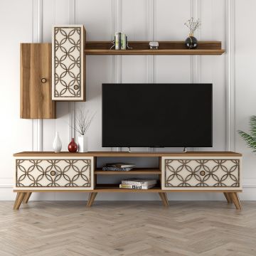 Woody Fashion TV-meubel: 180 cm, 100% Melamine, Notencrème