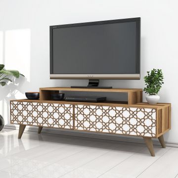 Houten TV-meubel | 140 cm Breedte | Notelaar Wit