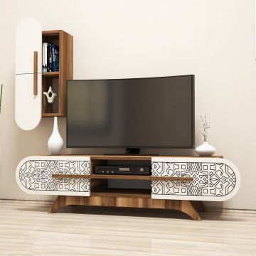 Woody Fashion TV-meubel | 100% Melamine Gecoat | Walnoot Crème | 145x37x35 cm