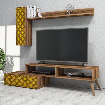 Woody Fashion TV-meubel | Melamine Laag | 150 cm Breedte | 18 mm Dikte | Noten Geel