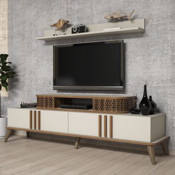Woody Fashion TV-meubel | 100% Melamine Gecoat | Crème | 168 cm Breedte | 18 mm Dikte