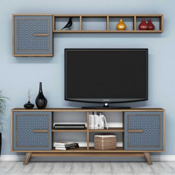 Woody Fashion TV-meubel | 100% Melamine | 18mm Dik | 160cm Breedte | Walnoot Blauw