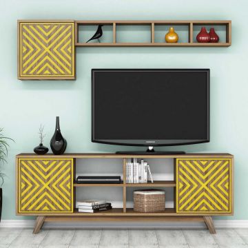 Woody Fashion TV-meubel 160cm | Notelaar Geel | Melamine Gecoat