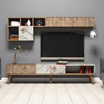 Tv-meubel Melania-walnoot/marmerdecor