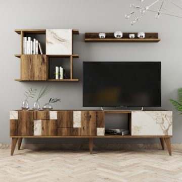 Modern 180cm TV-meubel | Woody Fashion | 100% Melamine | Wit Notenhout