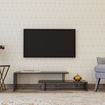 TV-meubel | 100% Melamine | Metalen Poten | Zwart Antraciet