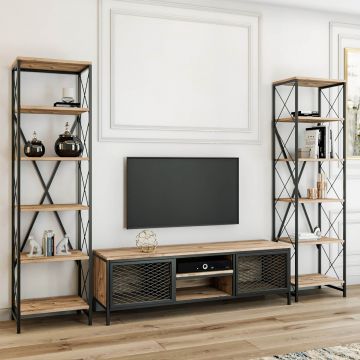Modern TV-meubel | Grenen Zwart | 150cm Breedte | 100% Melamine Gecoat