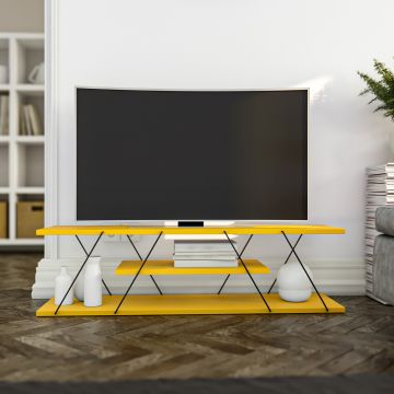 Enola TV-meubel | Melamine coating | Metalen frame | Geel Zwart