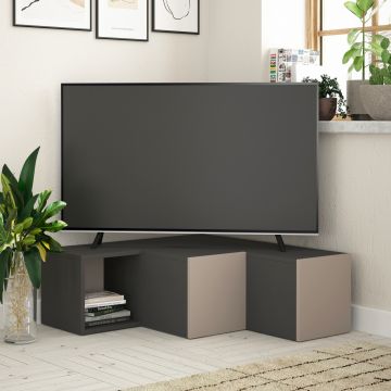 Woody Fashion TV-meubel | Antraciet Lichtbruin | 18mm Dik, 90x32x92 cm | Melamine Gecoat
