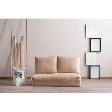 Sofa-bed met 2 zitplaatsen | Comfort en uniek ontwerp | Frame: 100% Metaal | Stof: 100% polyester Crème