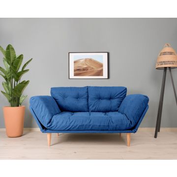 Comfortabele 3-zits slaapbank | 100% metalen frame | linnen stof | Parliament Blue