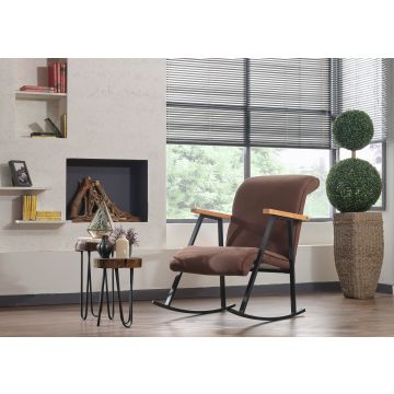 Stijlvolle en comfortabele schommelstoel | 100% metalen frame | Bruine kleur