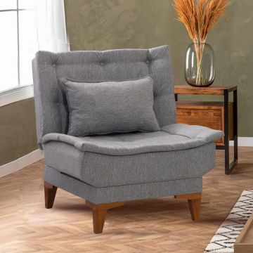 Atelier Del Sofa Wing Chair | 100% Linnen Stof | Beuken Houten Frame | Grijs