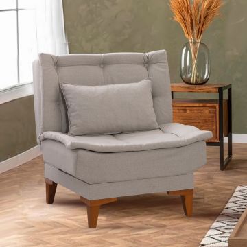 Atelier Del Sofa Wing Chair - Beukenhouten frame, 100% linnen stof (Crème)