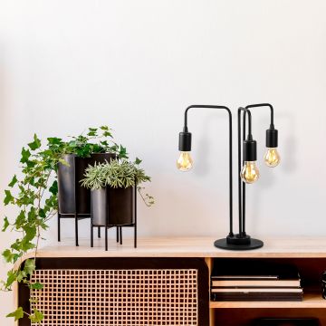Opviq Tafellamp | Metalen Lamp | Metalen Kap | 40x40 cm | IP20 | Zwart