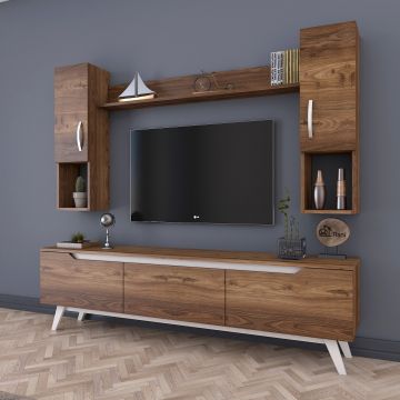 tv-meubel Wren | 180 cm breedte | Wit Notenhout