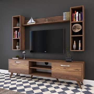 Wren TV-meubel | Melamine Laag | 18 mm Dikte | 180 cm Breedte | Notenhout
