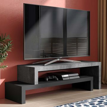 Tv-meubel Cliff 125cm - beton/zwart