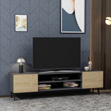 Modern TV-meubel | 100% Gemelamineerd | Eiken Antraciet