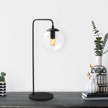 Fulgor Tafellamp | Metalen Lamp | Glazen Kap | 17x25x55cm