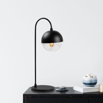 Fulgor Tafellamp | Metalen Lamp | Glazen Kap | 18x25x53 cm | Zwart