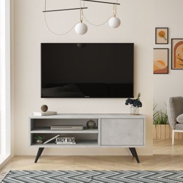 Locelso TV-meubel | 100% Gemelamineerd | 18mm Dik | Houten Poten | 110x44x40 cm | Steen