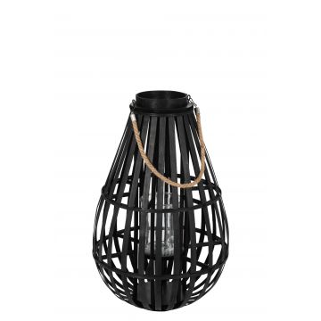 Lantaarn druppelvorm bamboo zwart small