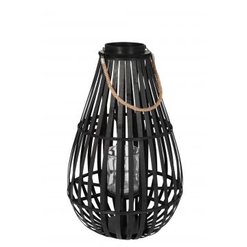 Lantaarn druppelvorm bamboo zwart medium