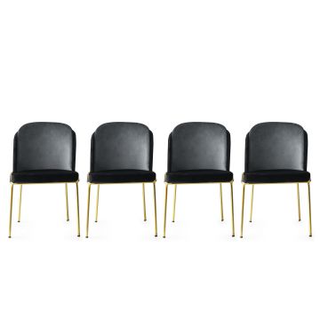 Stijlvolle 4-delige stoelenset | Comfortabel en Modern | 100% Metalen Frame | Fluweel en Multiplex
