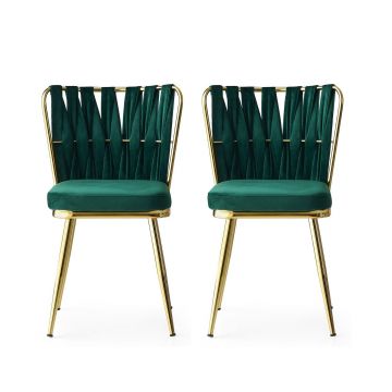 Stijlvolle en comfortabele stoelenset - goudgroene kleur