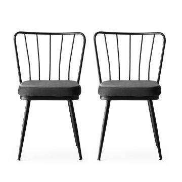 Stijlvolle en comfortabele stoelenset | 2-delig | Zwart | 100% metalen frame | Zitting van fluweelstof