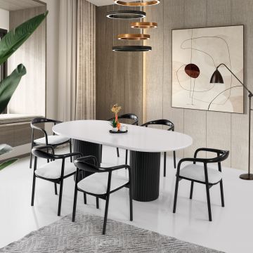 Woody Fashion Eettafel | 200x100 cm | MDF/Gelakt | Wit Zwart