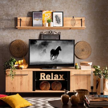Tv-meubel Hoggas 170cm 2 deuren - eik/zwart 