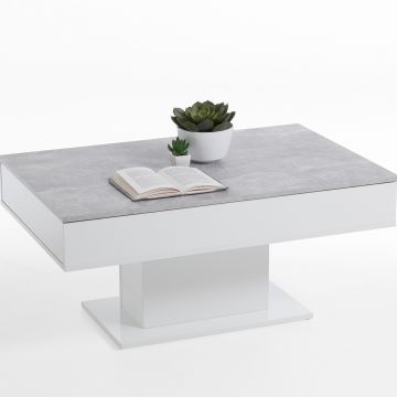 Salontafel Lola 1 lade - beton/hoogglans wit