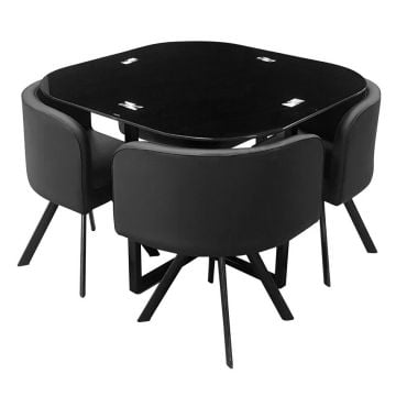 Tafelset Kanna, 4 stoelen - zwart