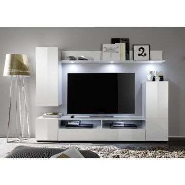 Tv-meubelset Dos | Met deuren, lade en open opbergruimte | High Glossy White