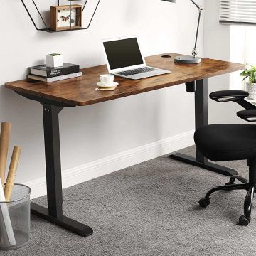Verstelbare bureau 155x55cm - bruin/zwart