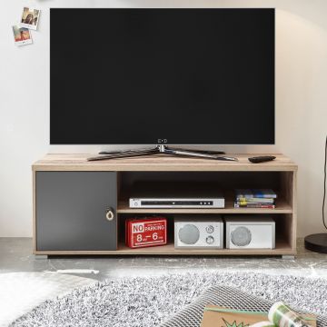 Tv-meubel Moleskin 120cm met 1 deur - antraciet/old style 