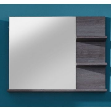 Spiegel met planken | 72 x 20 x 57 cm | Miami/Maine-reeks | Smoky Silver