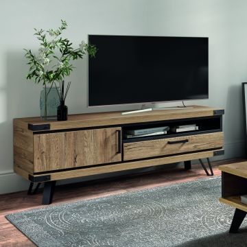 TV-meubel Netta met 1 deur en 1 lade - eik/zwart