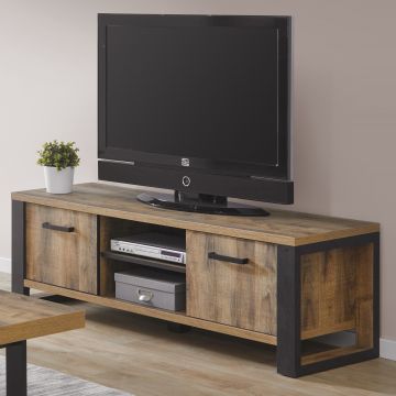 TV-meubel Orla 157cm met 2 deuren - mangohout/zwart
