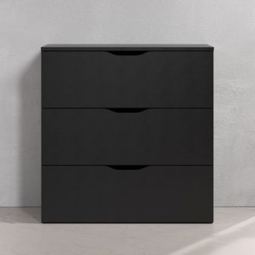 Ladekast Basix | 78 x 40 x 80 cm | Zwart Melaminegecoat | Multifunctioneel