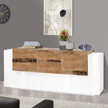 Dressoir Porro | 220 x 45 x 86 cm | High Gloss White & Maple Pereira Design