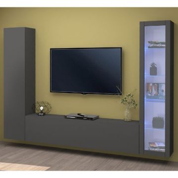tv-meubelset Natasha | tv-meubel, opbergkast en vitrinekast | Antracietkleurig