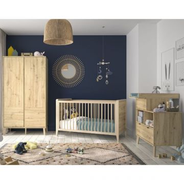 Kinderkamerset Lison | Meegroeibed, commode met verzorgingstafel, kledingkast | Artisan Oak-design