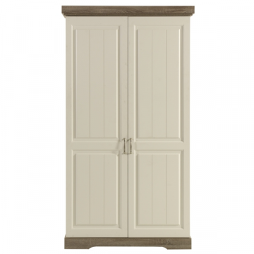 Kledingkast Isaura 120cm, 2 deuren - wit/grijs