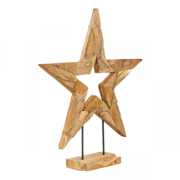 Teakhouten ster Estrella - groot (88 cm) 