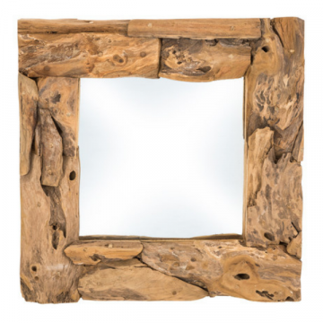 Wandspiegel Root 50x50cm vierkant – teak/wortelhout