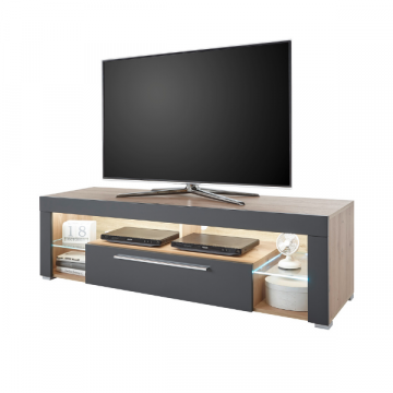 Tv-meubel Gazza 153cm met 1 deur - grijs/eik