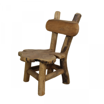 Kinderstoel Flinstone boomstam - oud teakhout